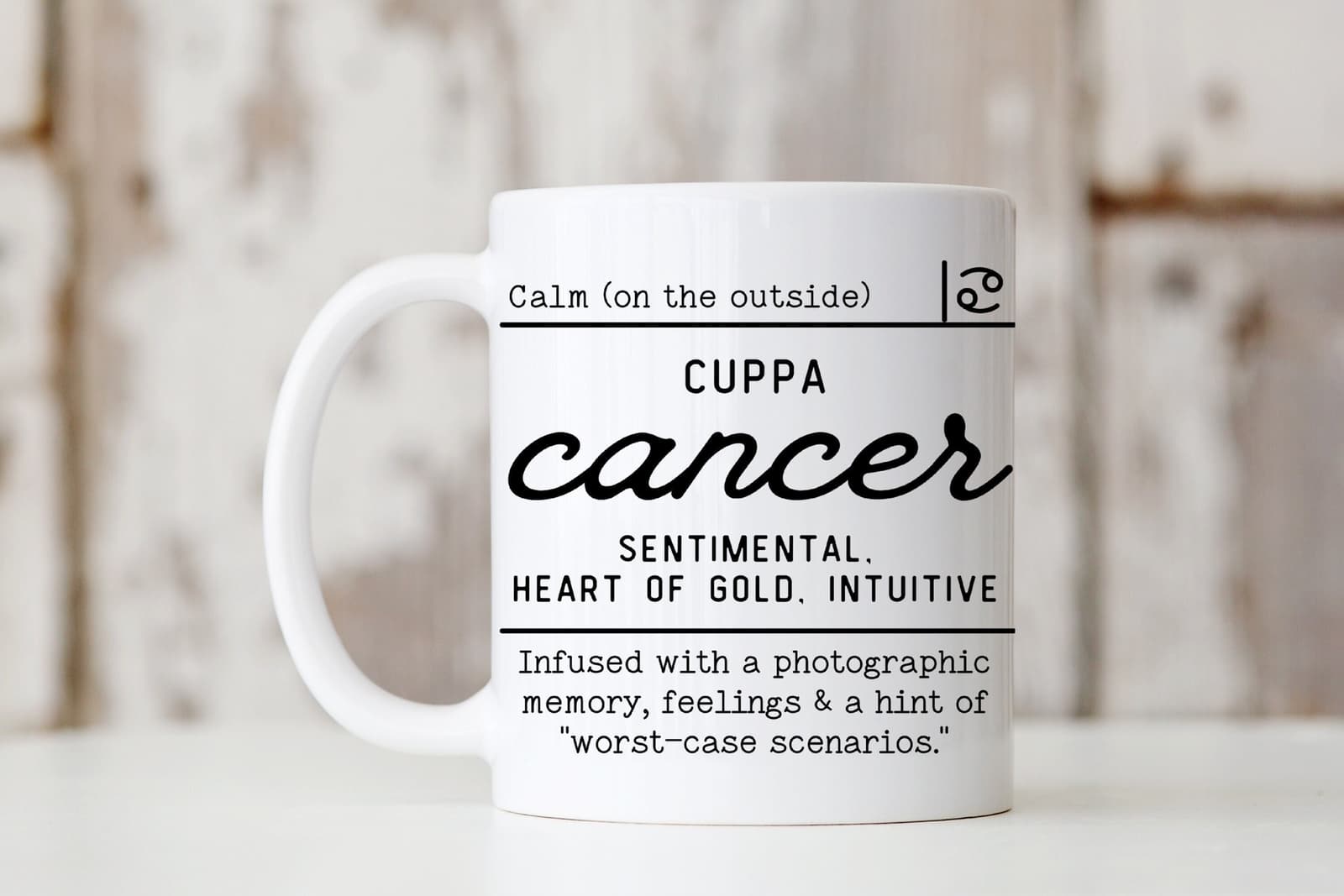 Taza del signo Cáncer estilo botica