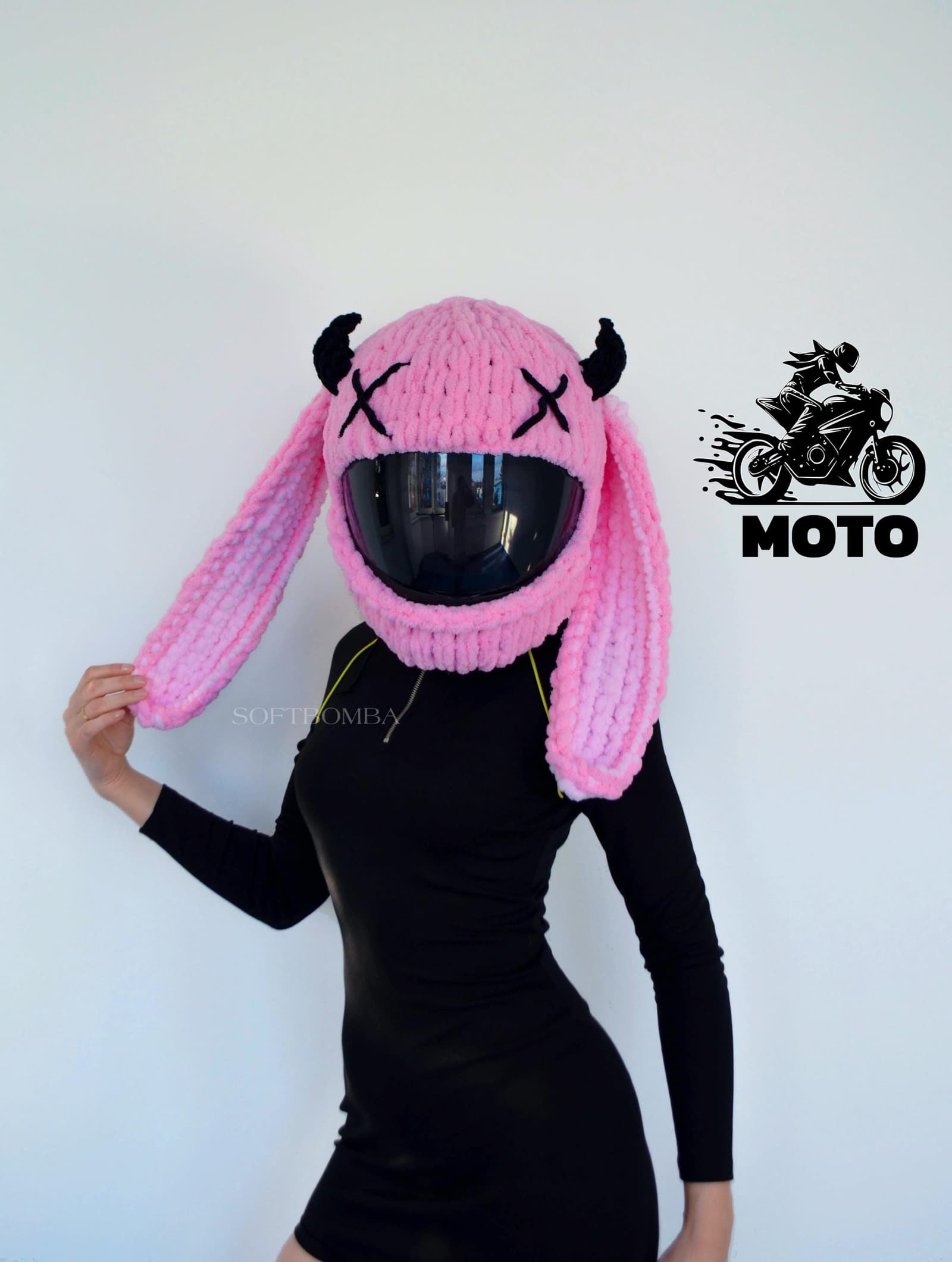 Funda de casco de moto con orejas de conejo