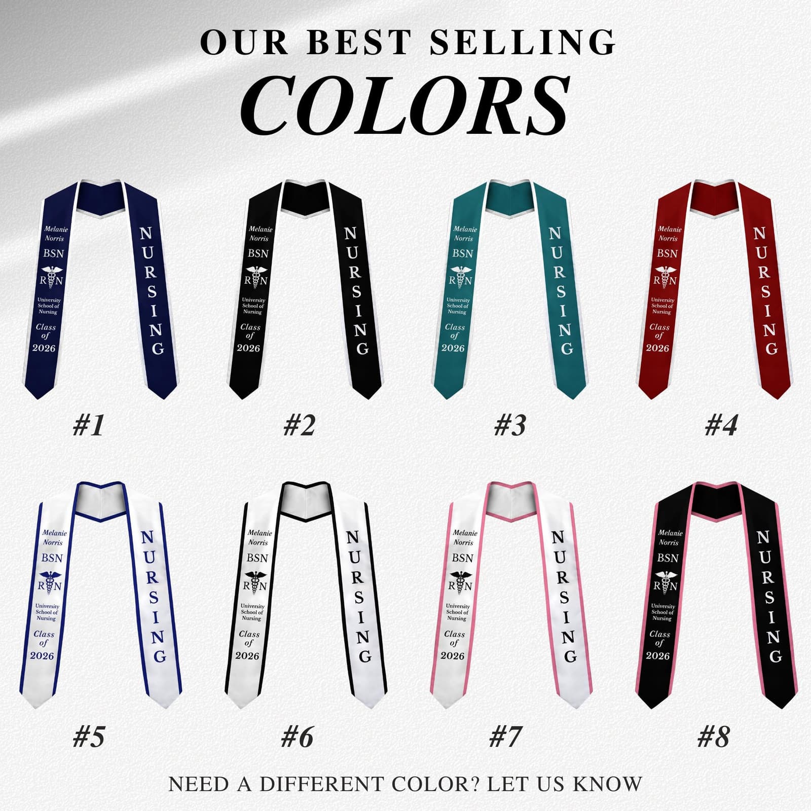 RN Graduation Stole Custom Nursing Stole Registered Nurse BSN MSN Graduation Sash Class of 2026