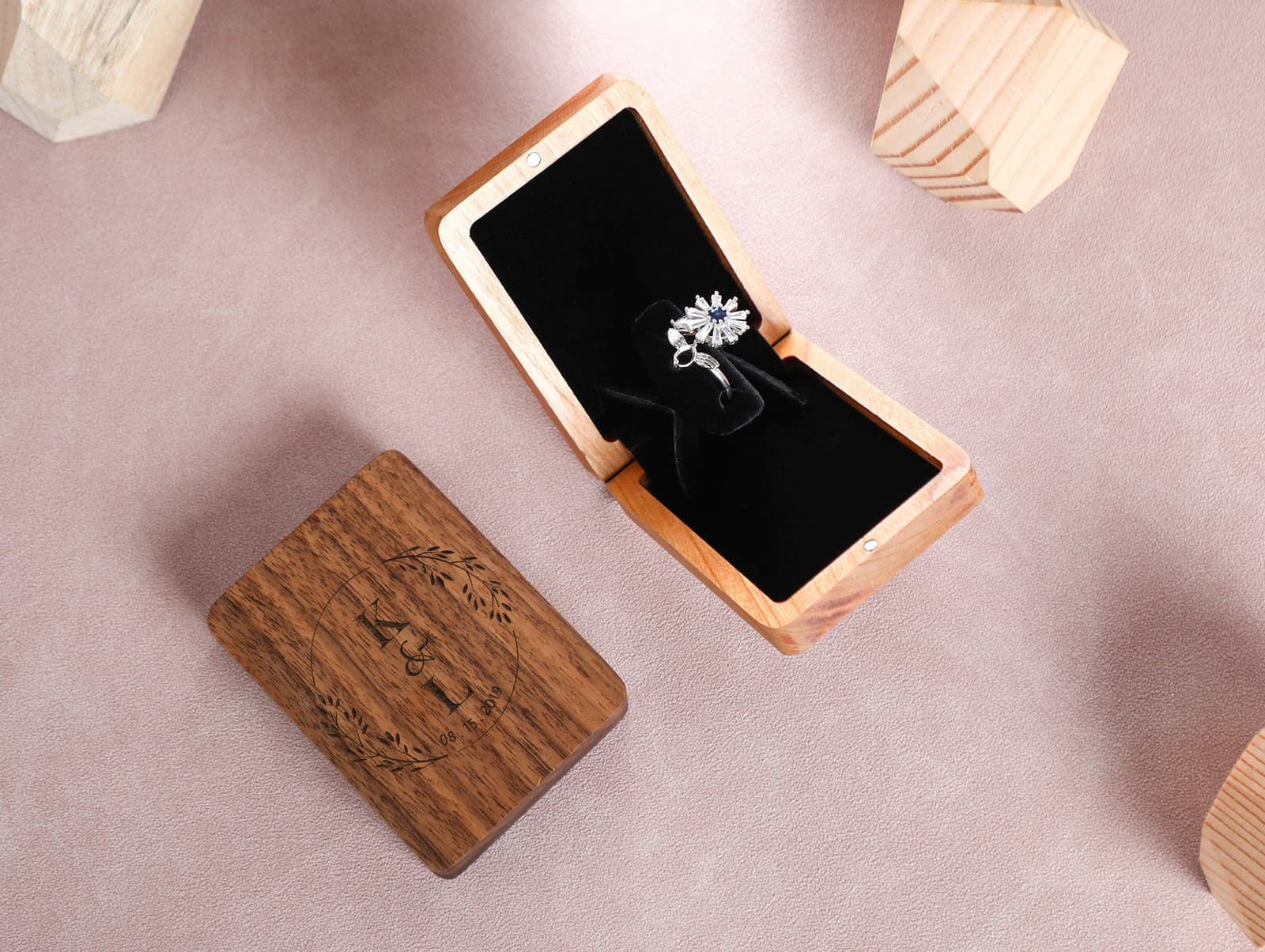 Caja de madera para anillos de compromiso, foto 2