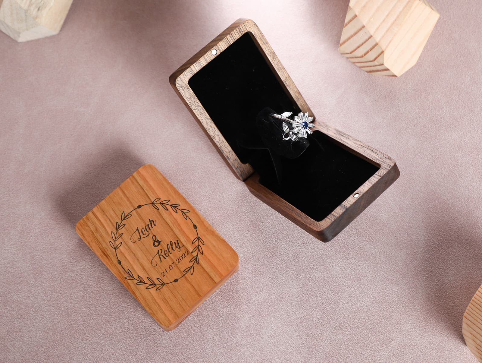 Caja de madera para anillos de compromiso, foto 4