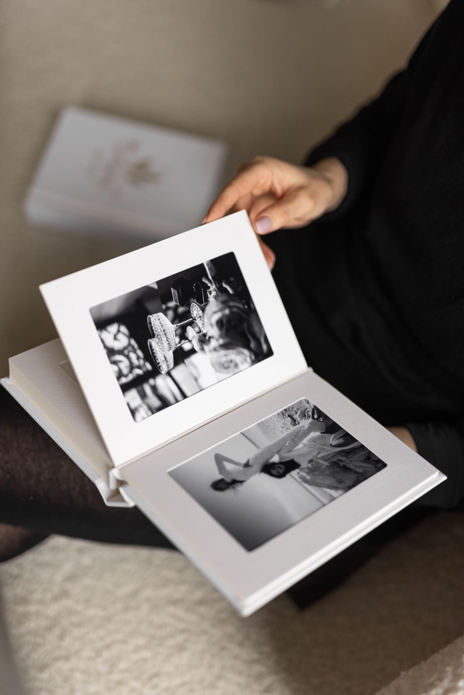 Álbum de fotos de lino blanco personalizado, foto 4