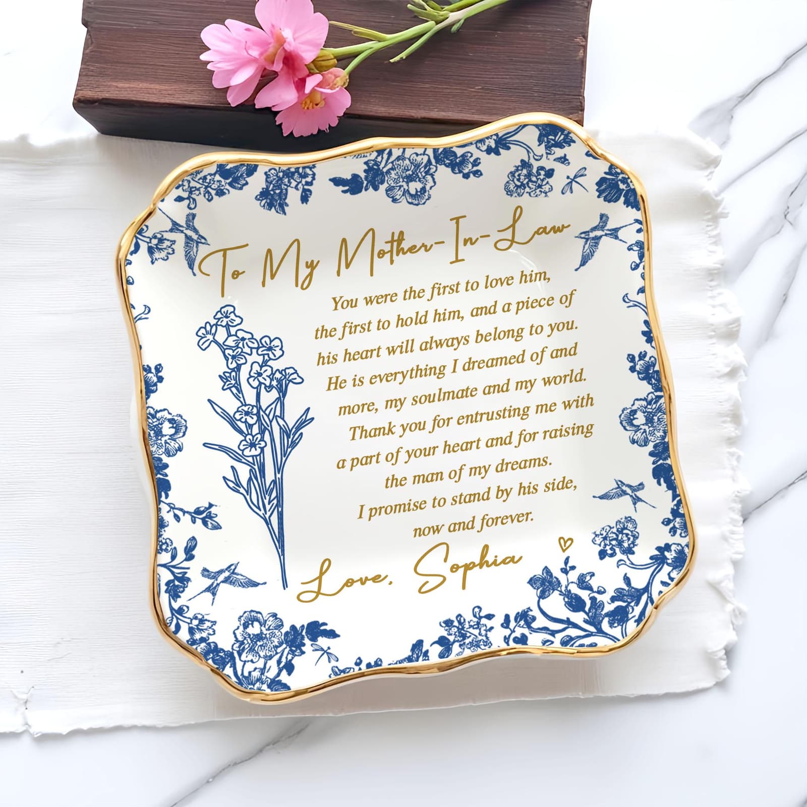 Plato joyero personalizado de cerámica para tu suegra, foto 8,
