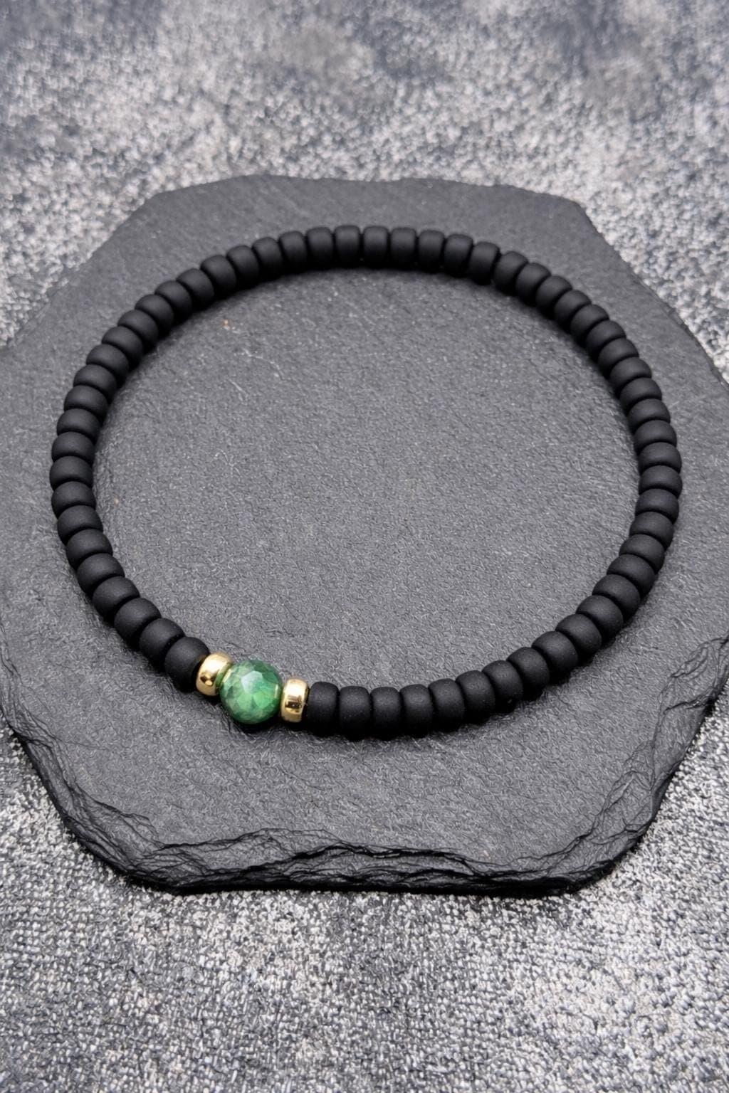Pulsera masculina de labradorita y ónix negro, foto 8