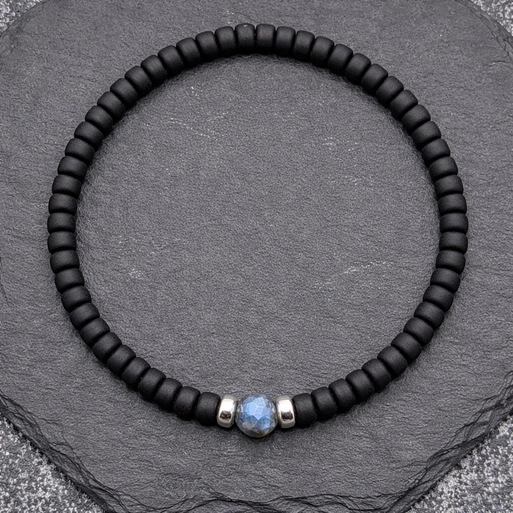 Pulsera masculina de labradorita y ónix negro, foto 13