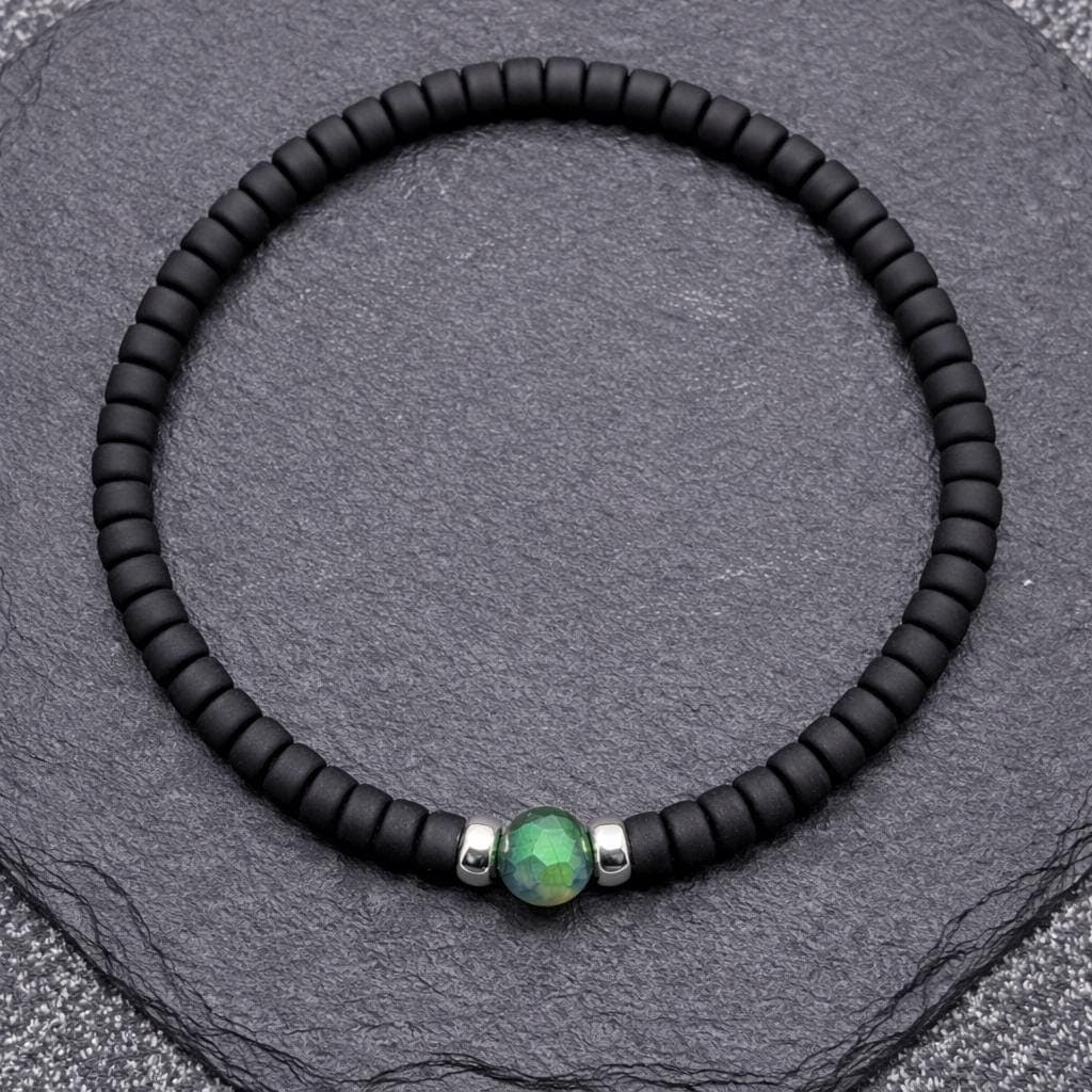 Pulsera masculina de labradorita y ónix negro, foto 16
