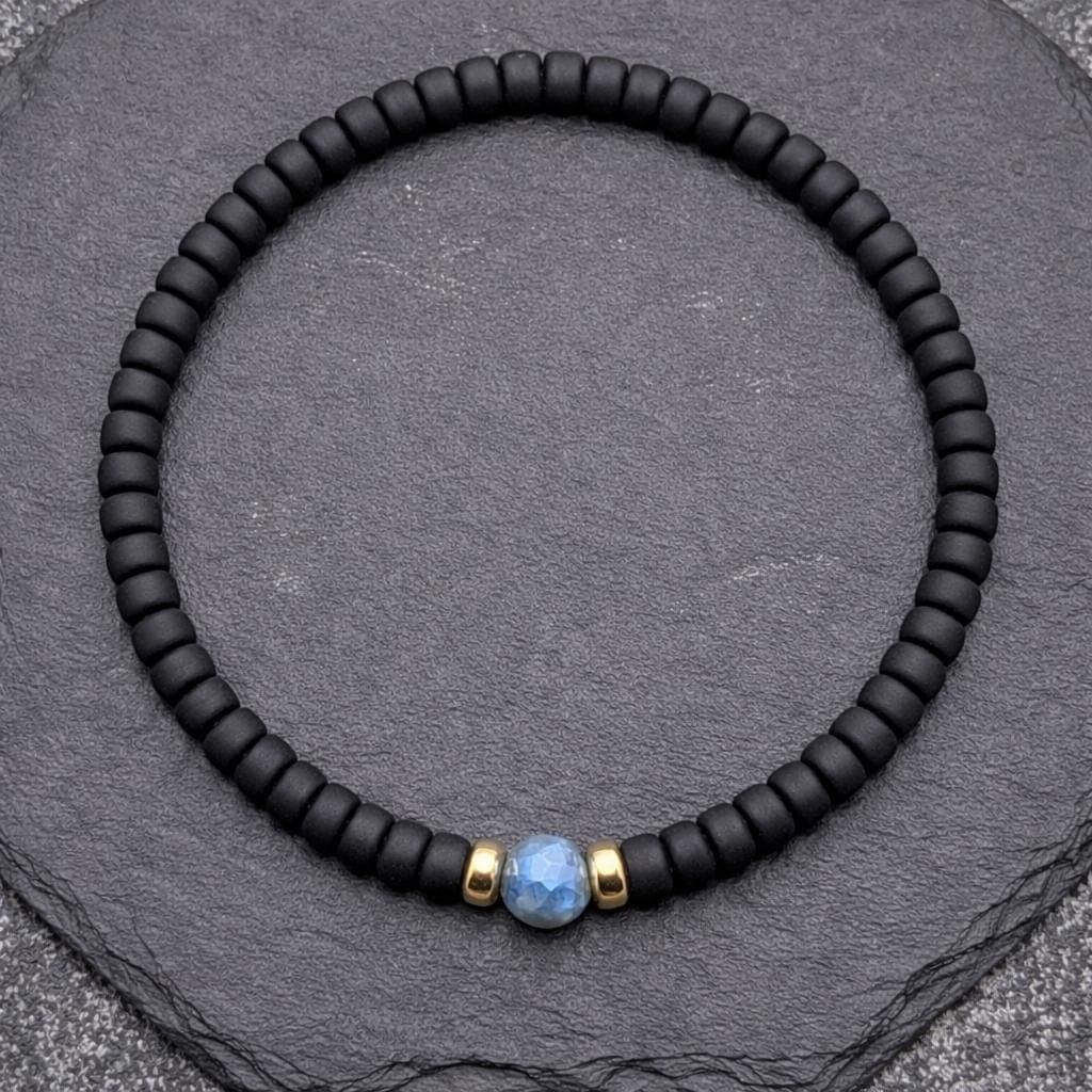 Pulsera masculina de labradorita y ónix negro, foto 7