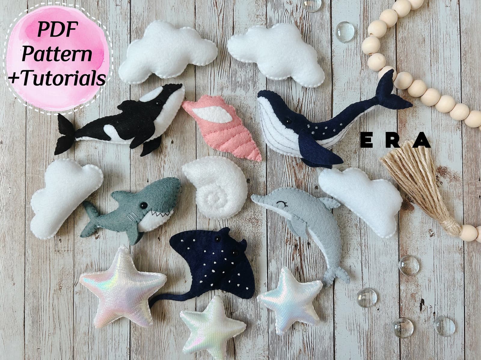 Patrones en PDF para costura de animales marinos de fieltro, foto 3