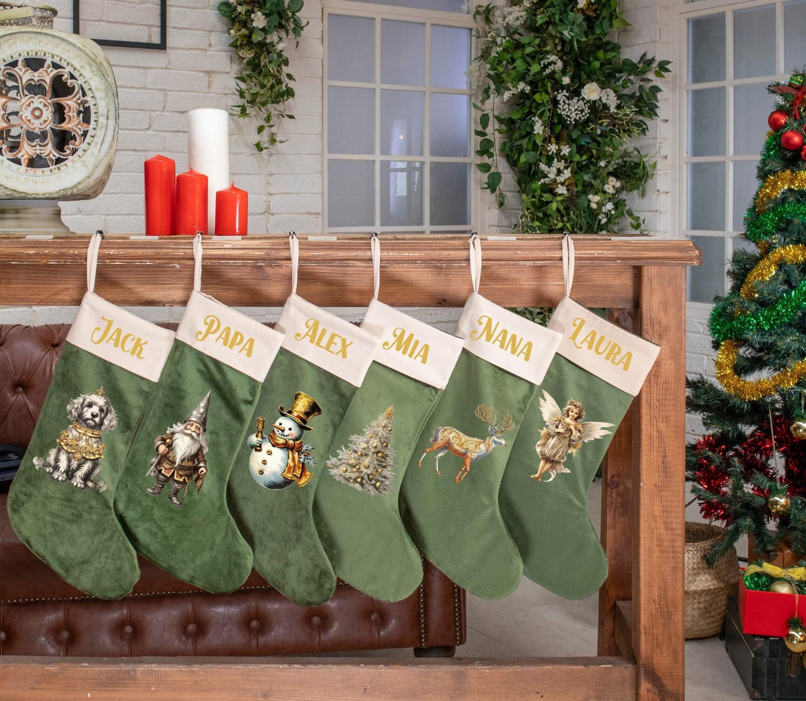 Calcetín de Navidad de terciopelo personalizado para reyes