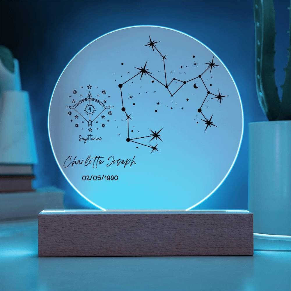 Placa acrílica personalizada con signo del zodiaco y luz LED, foto 10