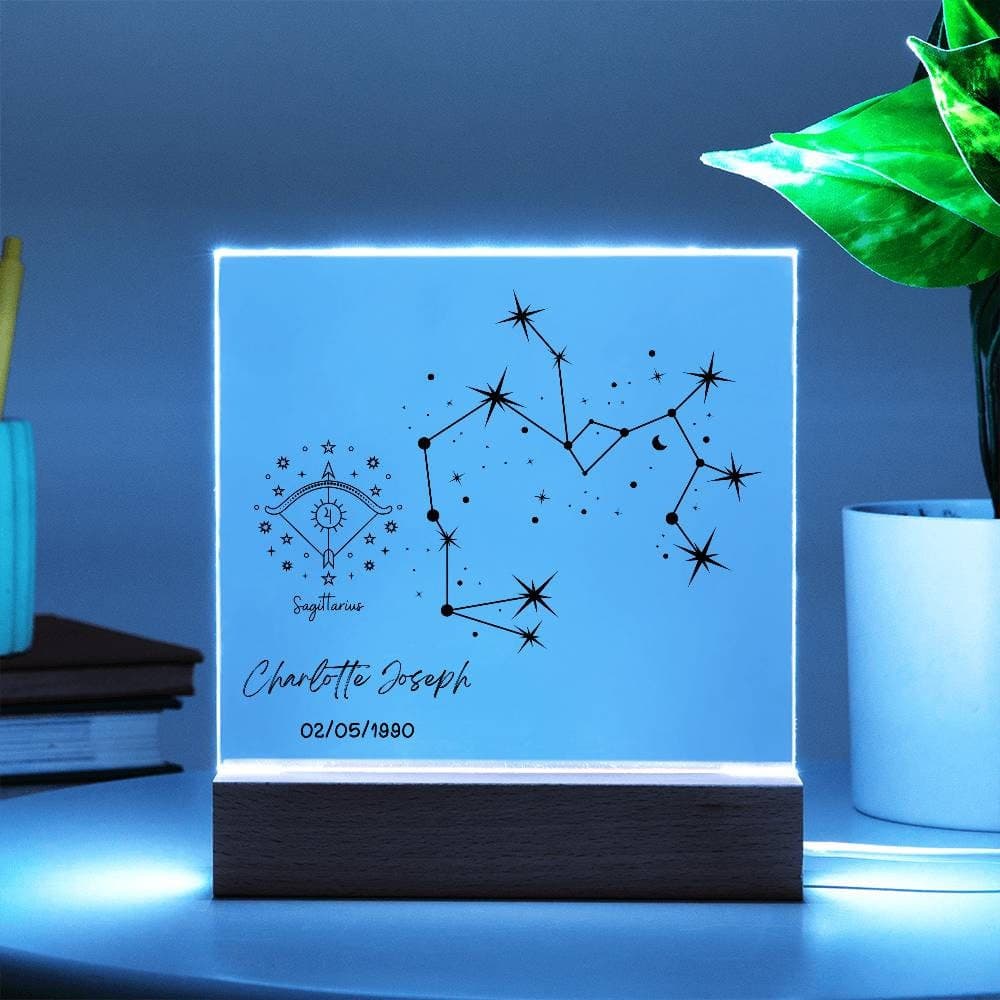 Placa acrílica personalizada con signo del zodiaco y luz LED, foto 9