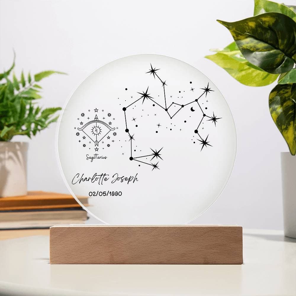 Placa acrílica personalizada con signo del zodiaco y luz LED, foto 2