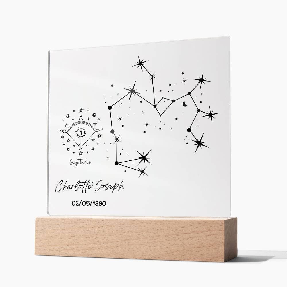 Placa acrílica personalizada con signo del zodiaco y luz LED, foto 7
