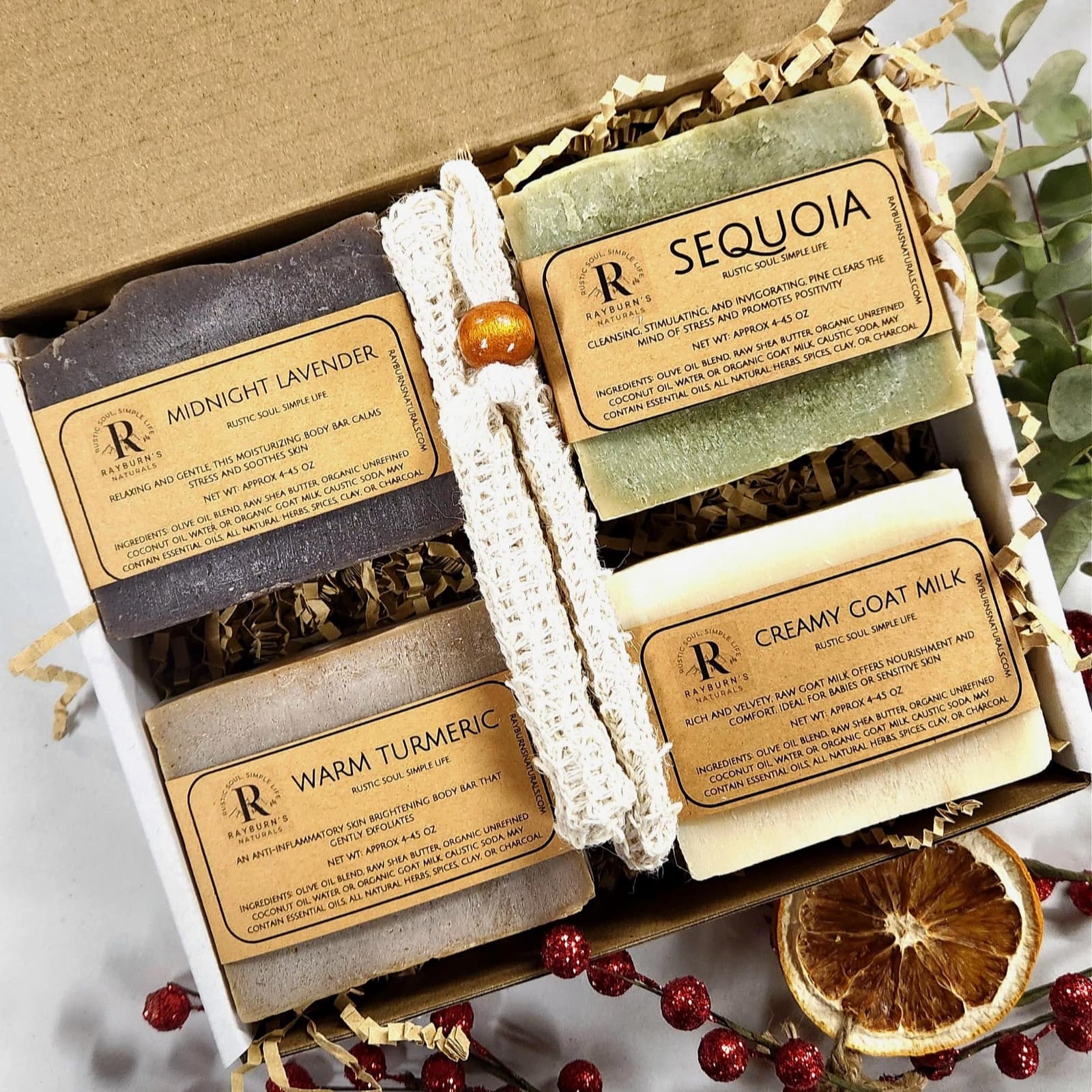 Caja de regalo con jabones naturales y bolsa de sisal, foto 6