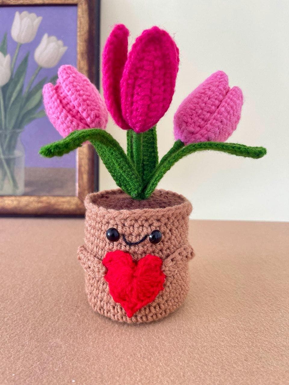 Maceta de flores de ganchillo para la oficina, foto 10
