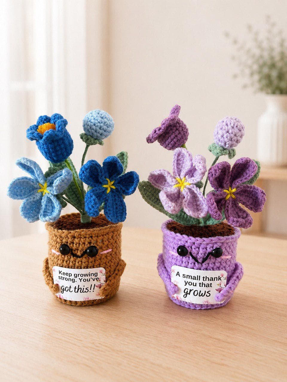 Maceta de flores de ganchillo para la oficina, foto 18
