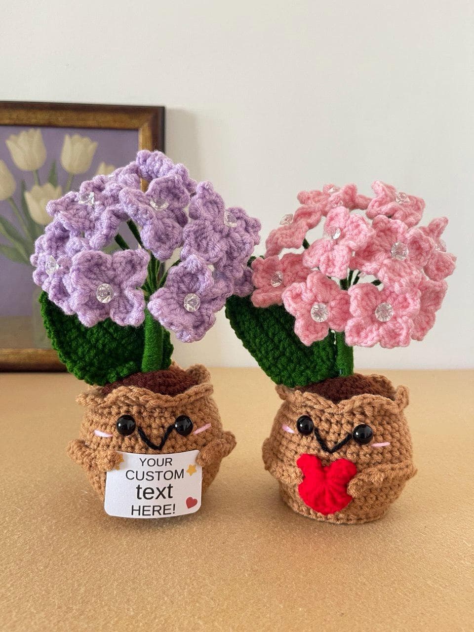 Maceta de flores de ganchillo para la oficina, foto 12