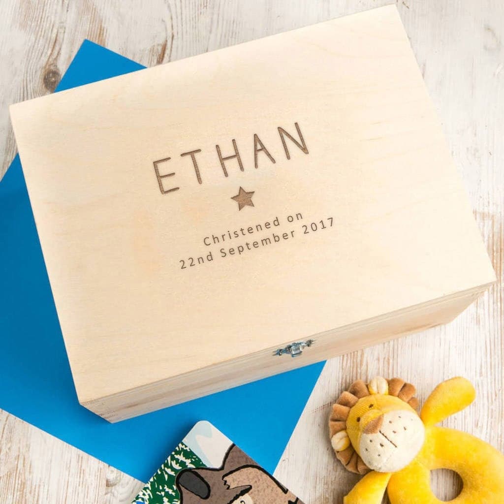Caja de madera personalizada para recuerdos de bebé, foto 3