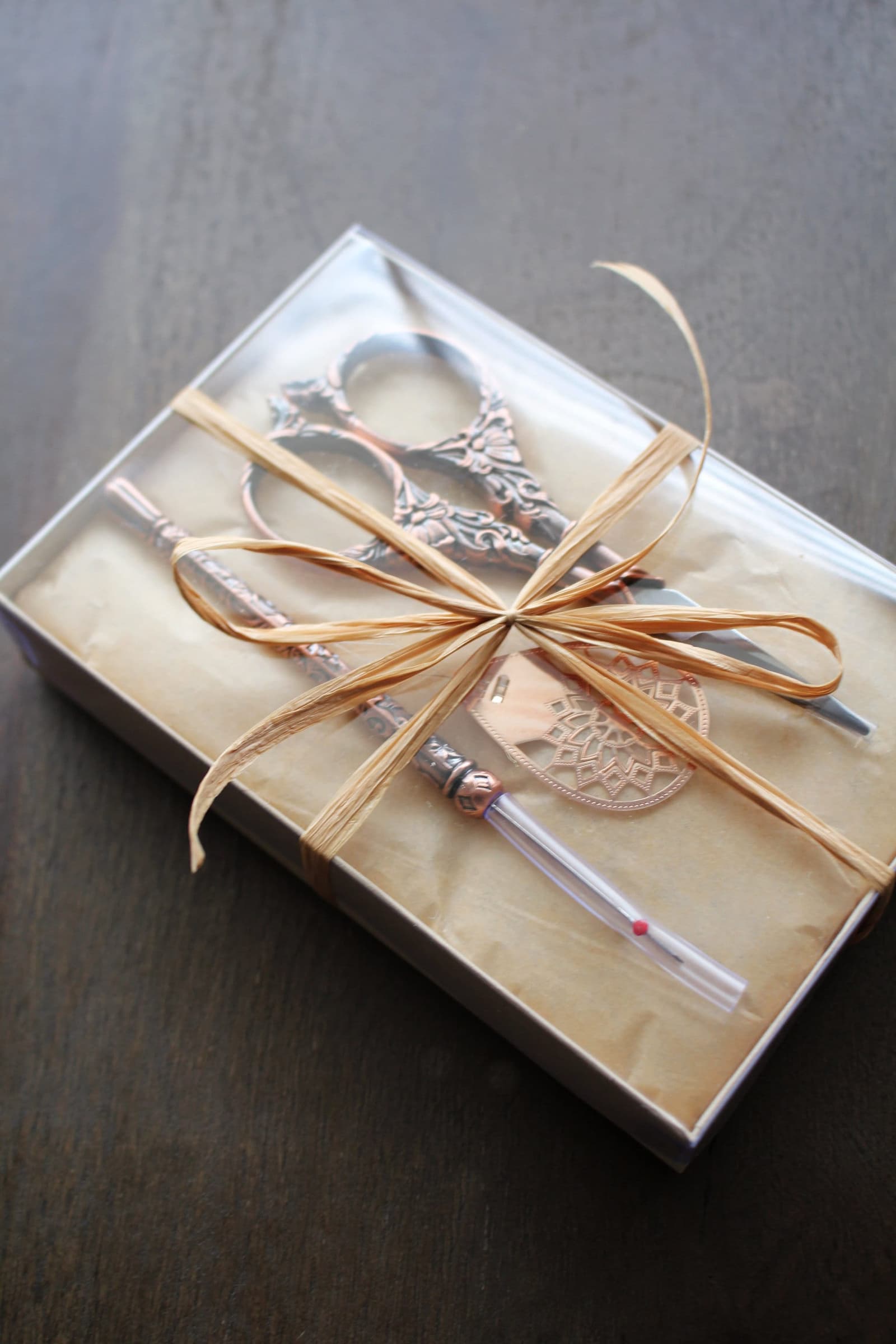 Vintage Copper Sewing Gift Set • Matching Copper Needle Threader, Scissors, Seam Ripper • Practical And Elegant Gift For Seamstress Or Quilt