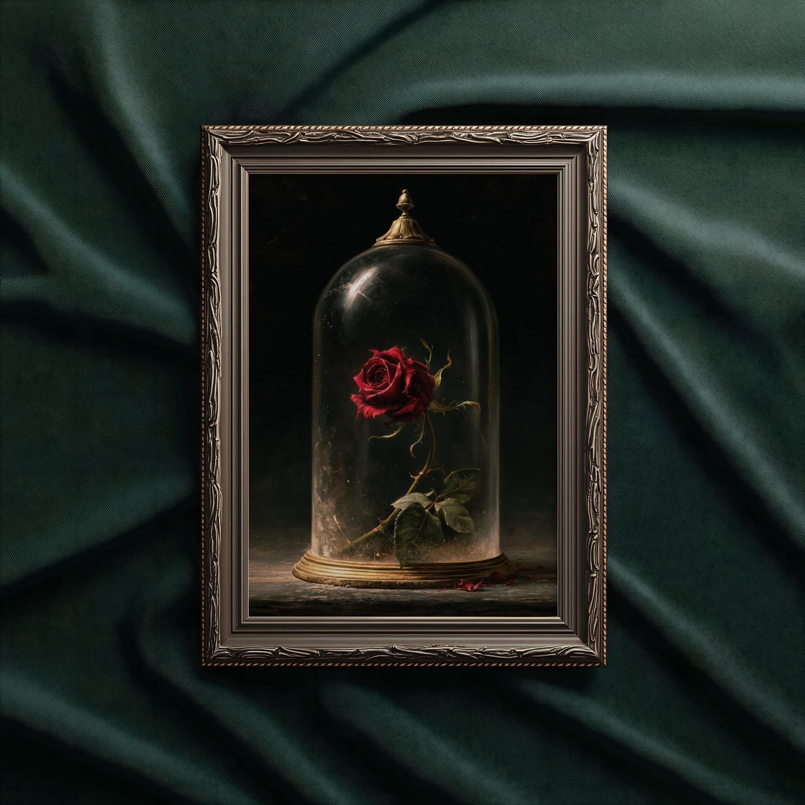 Lámina de rosa gótica bajo cúpula de cristal, foto 7