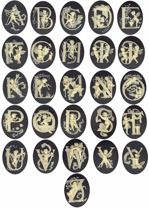 Lote de camafeos con letras del alfabeto para joyeria