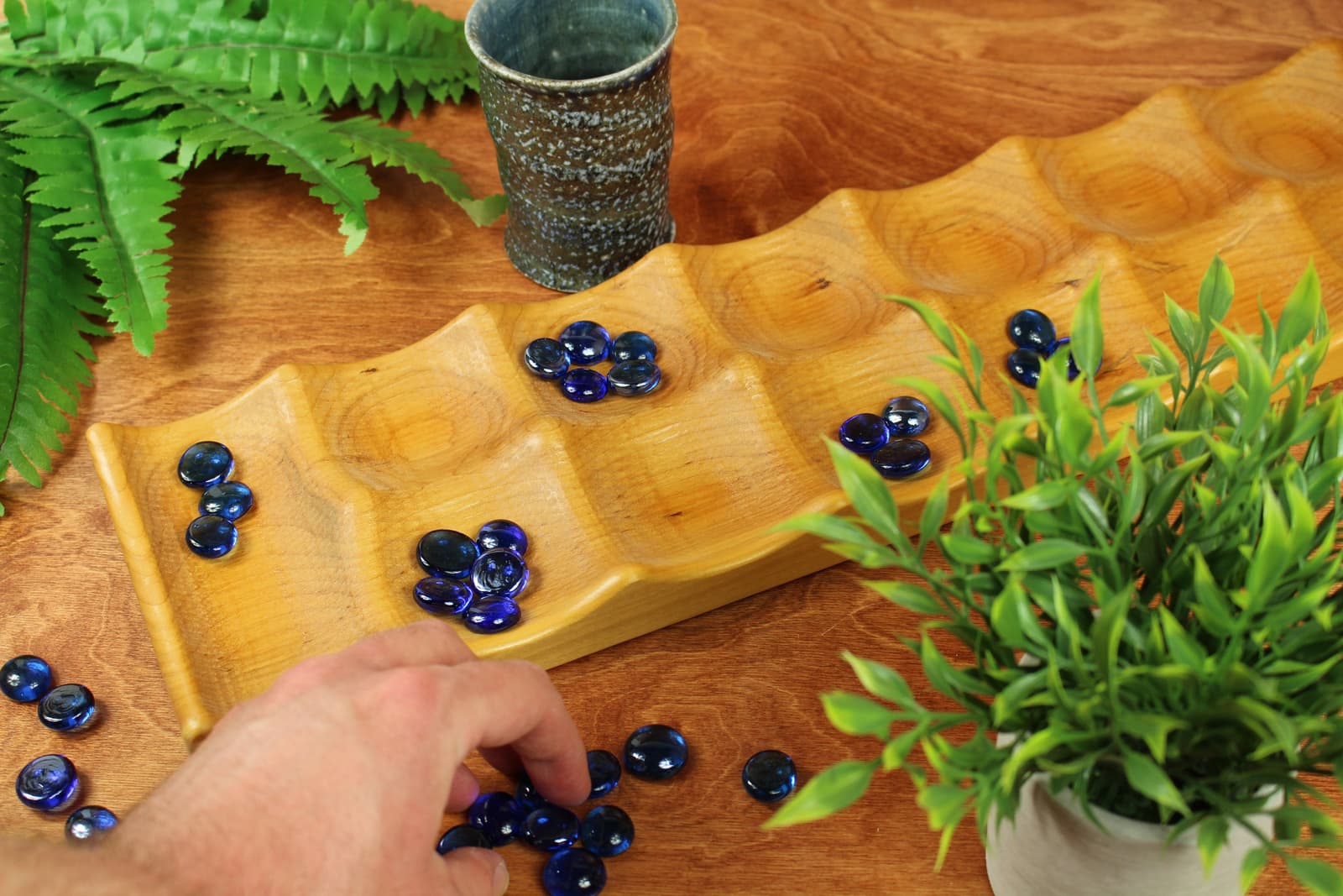 Tablero de Mancala de madera de cerezo, foto 4