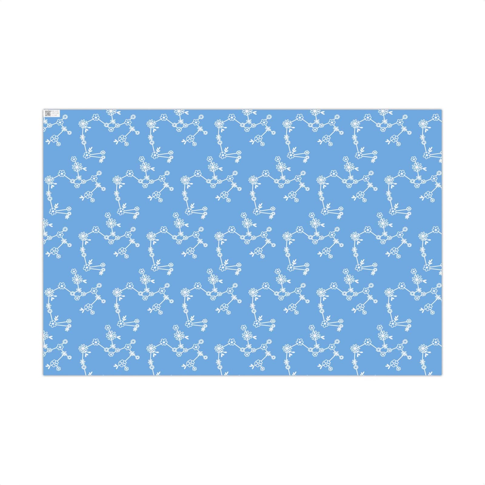 Papel de regalo botánico azul cielo con flores, foto 7
