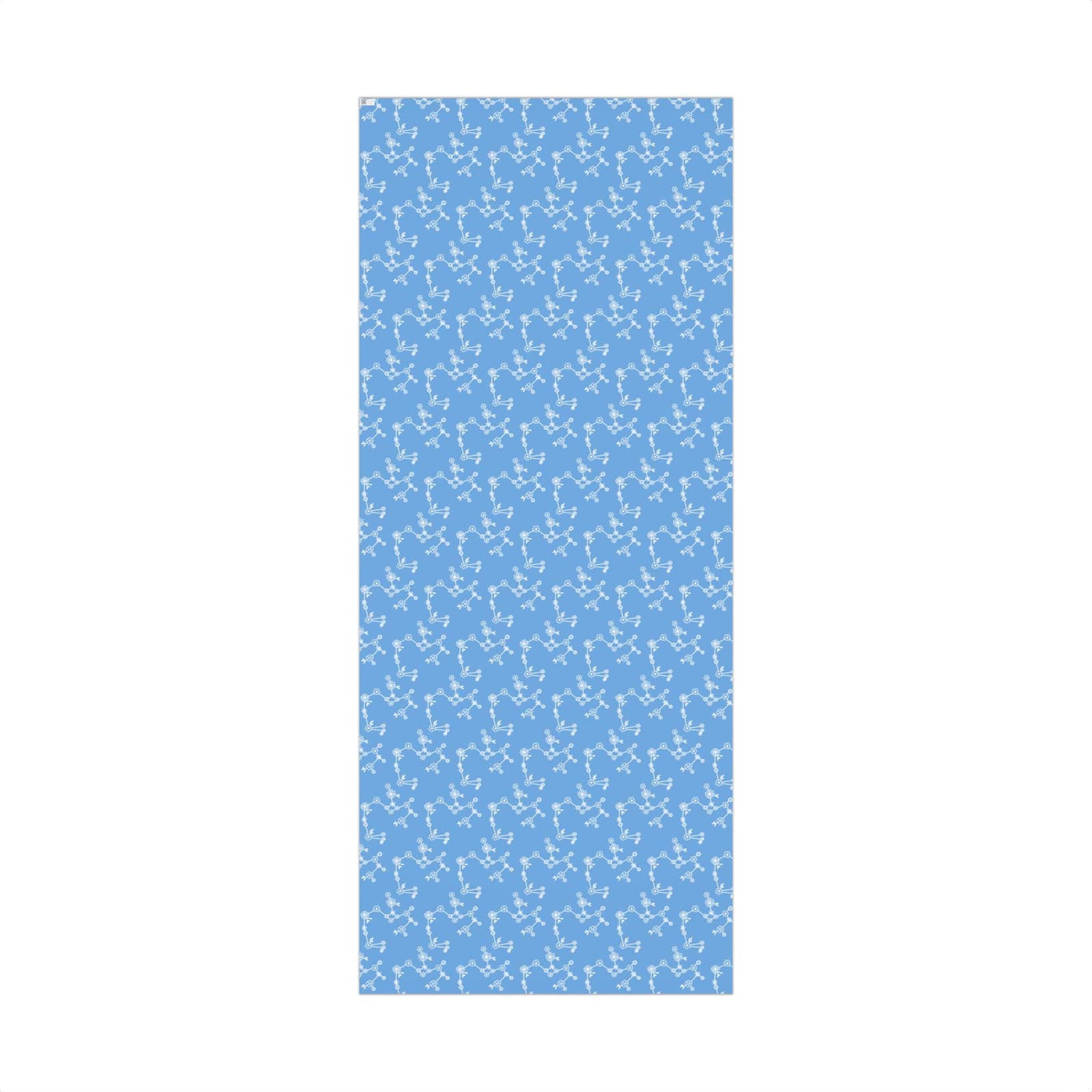Papel de regalo botánico azul cielo con flores, foto 8