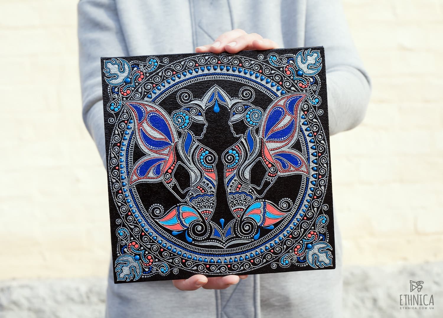 Cuadro decorativo del signo geminis pintado a mano, foto 2