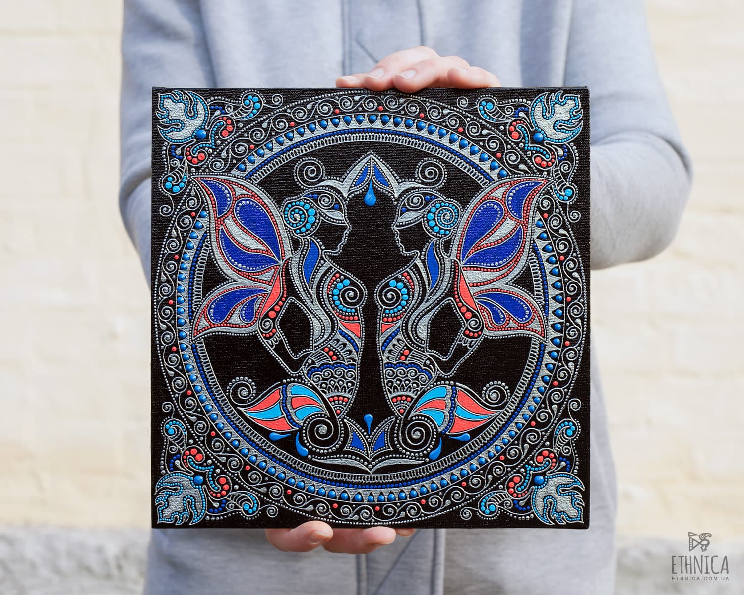 Cuadro decorativo del signo geminis pintado a mano, foto 5