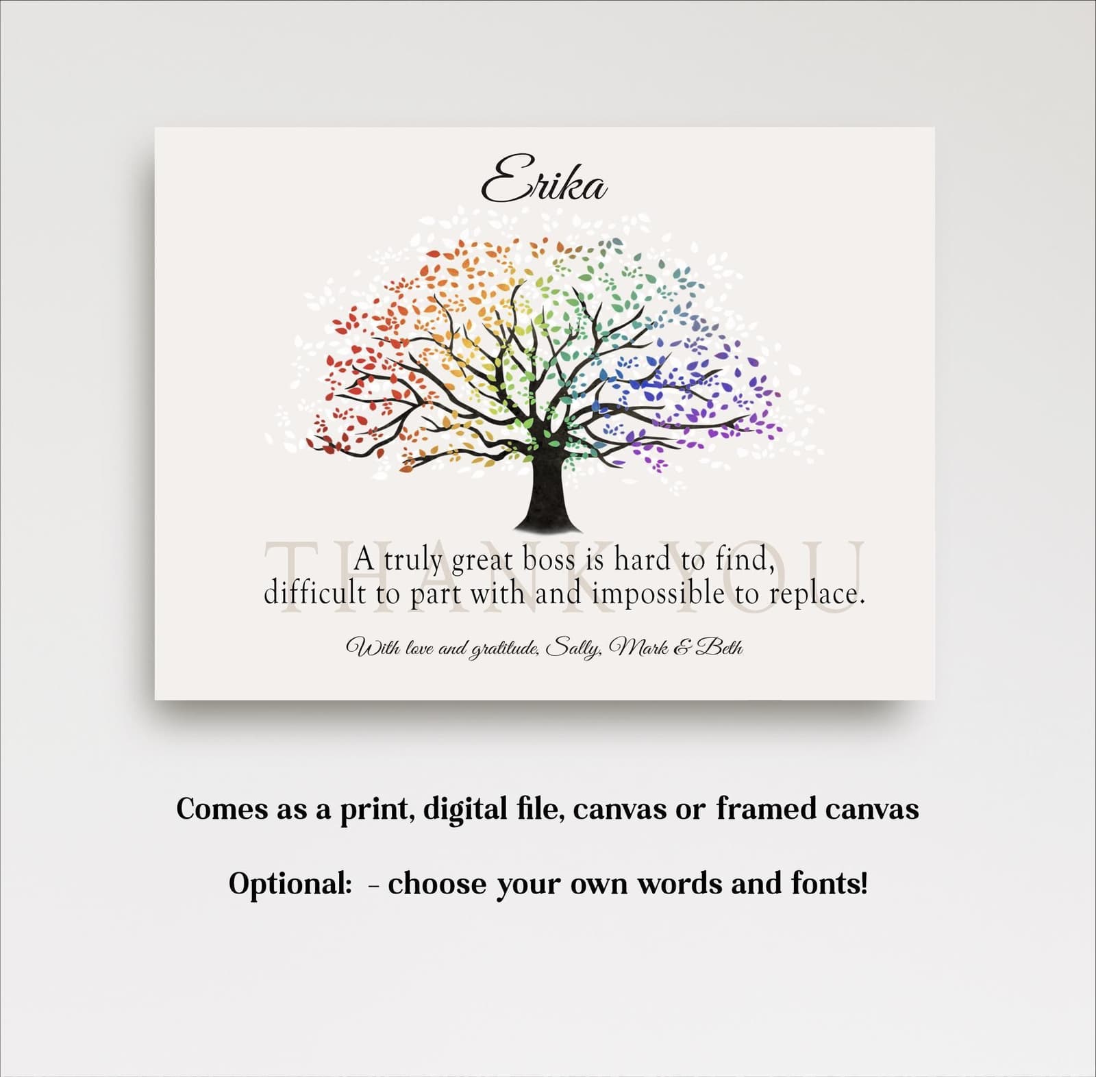 Lámina personalizada de agradecimiento con árbol del arco iris, foto 2