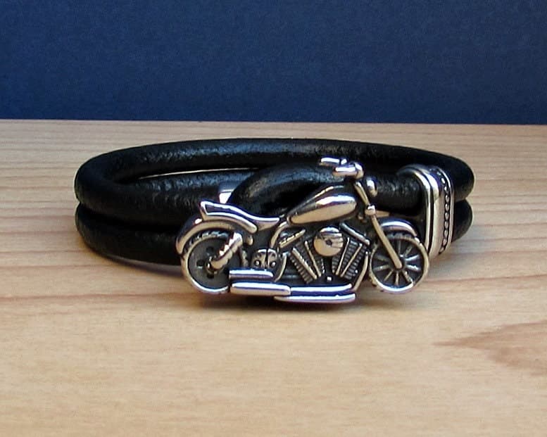 Pulsera de cuero y acero para motorista personalizada, foto 6