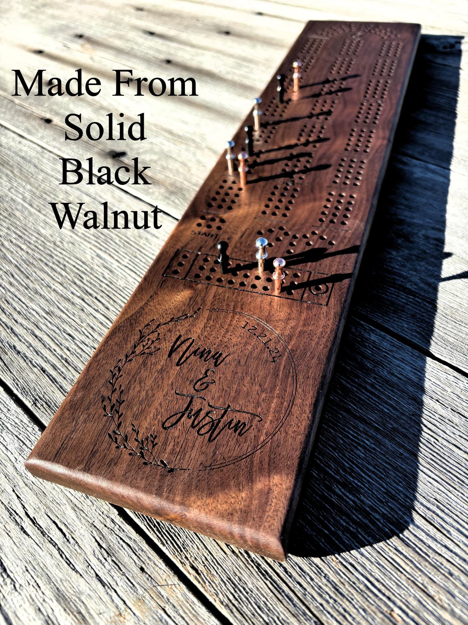 Tablero de cribbage personalizado de nogal negro, foto 3