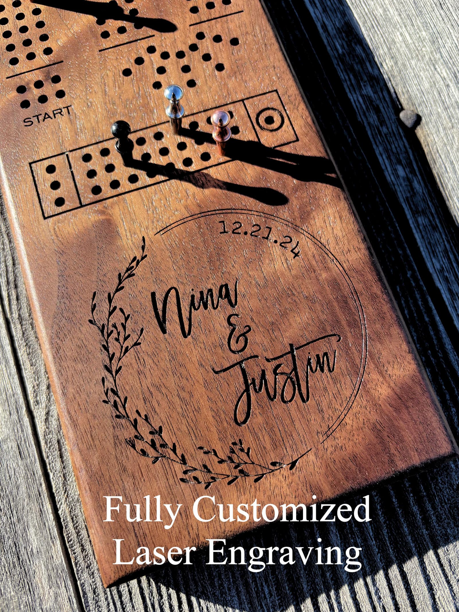Tablero de cribbage personalizado de nogal negro, foto 4