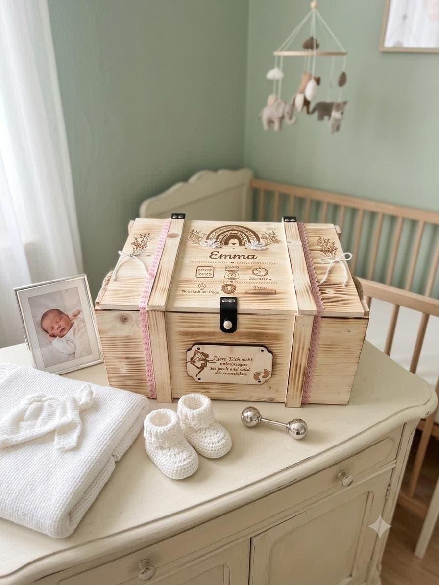 Caja de recuerdos de madera personalizada con arcoíris, foto 6