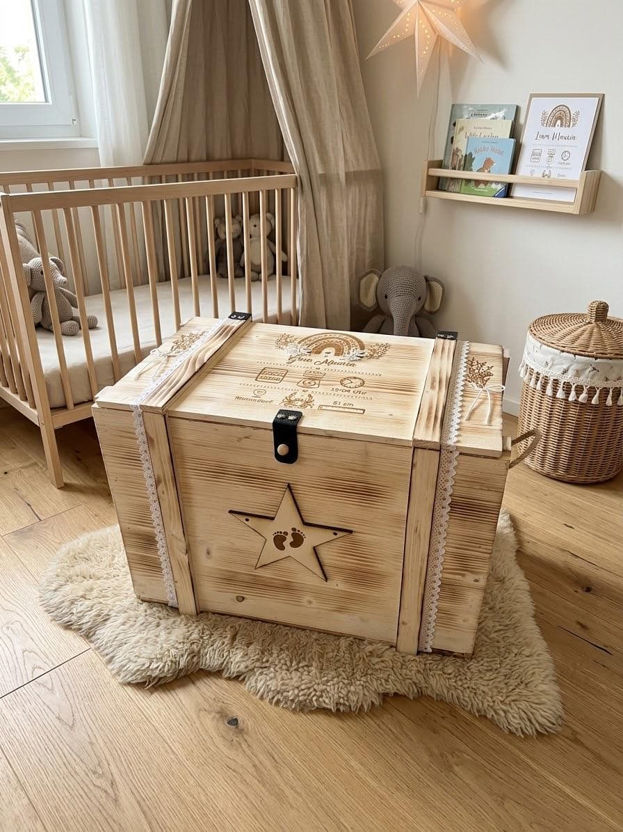 Caja de recuerdos de madera personalizada con arcoíris, foto 13