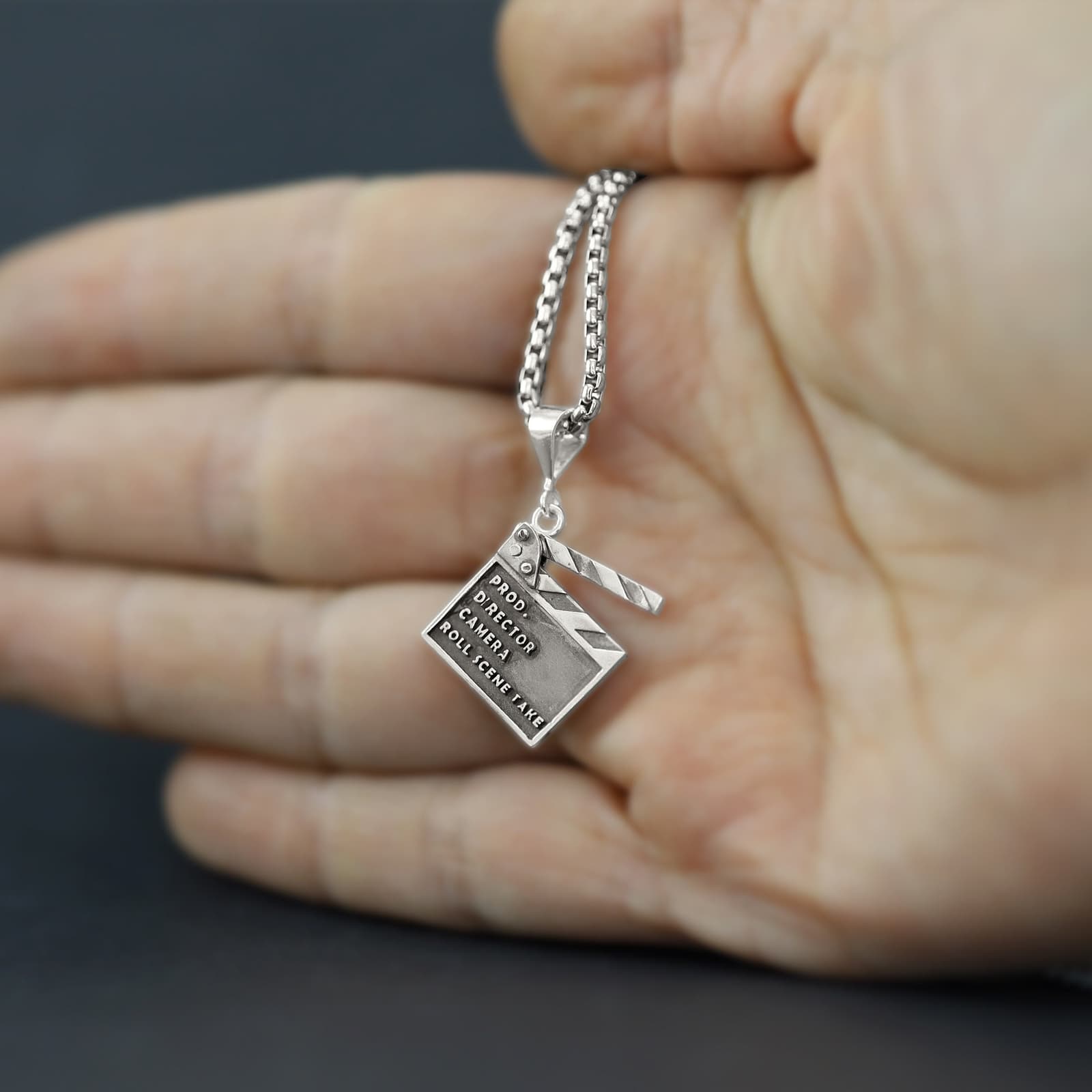 Colgante claqueta de cine en plata, foto 4