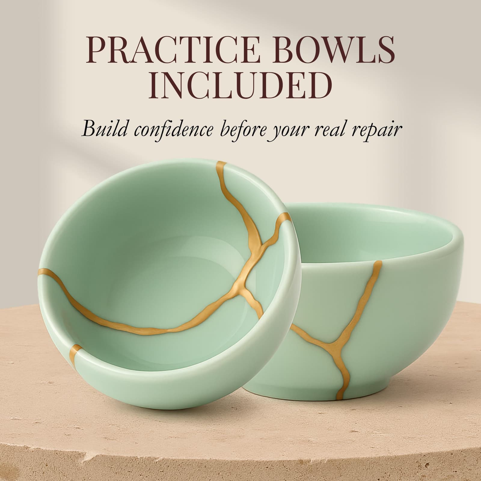Guantes y paño incluidos en el kit de kintsugi
