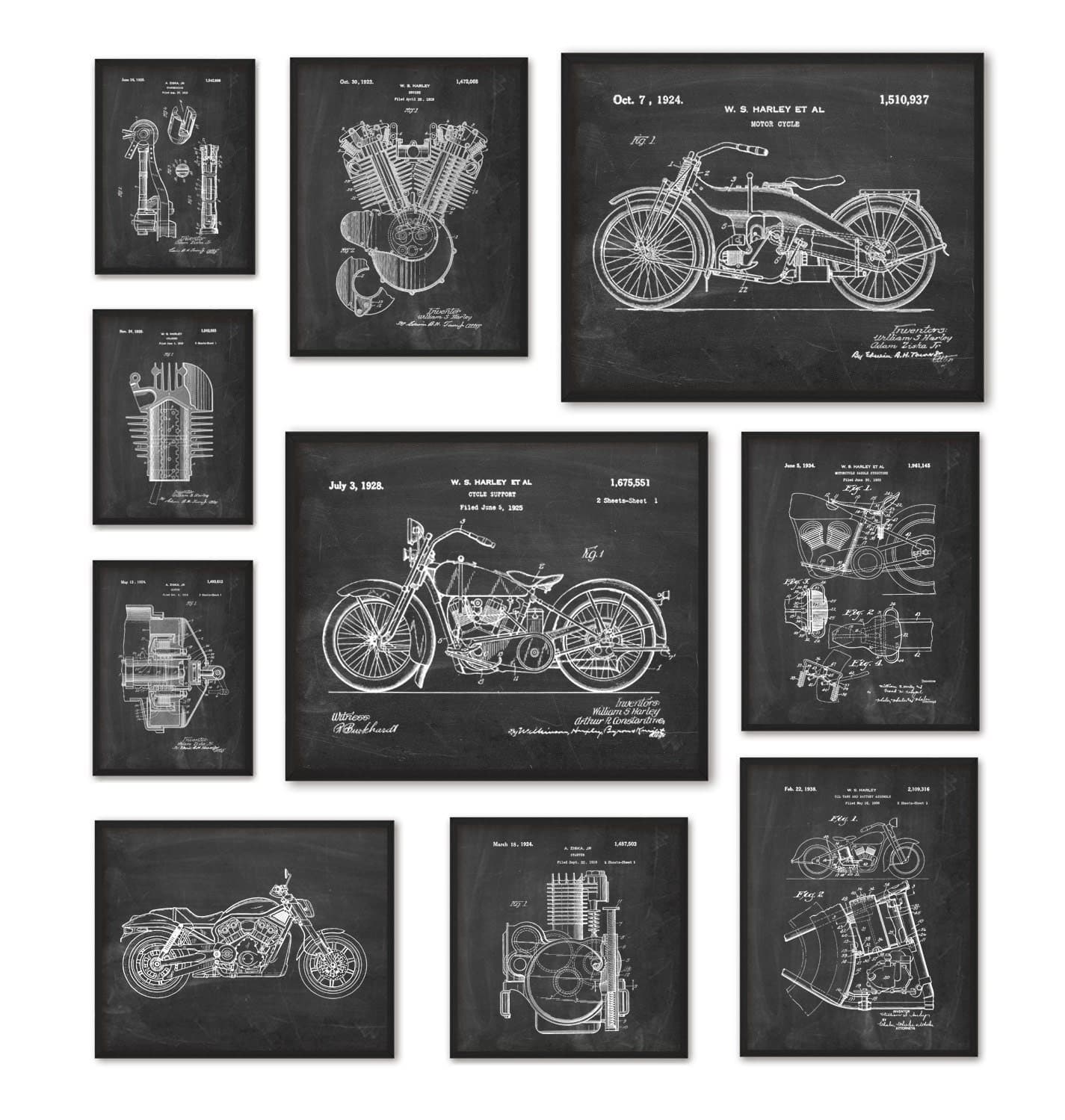 Set de 10 láminas de patentes de moto