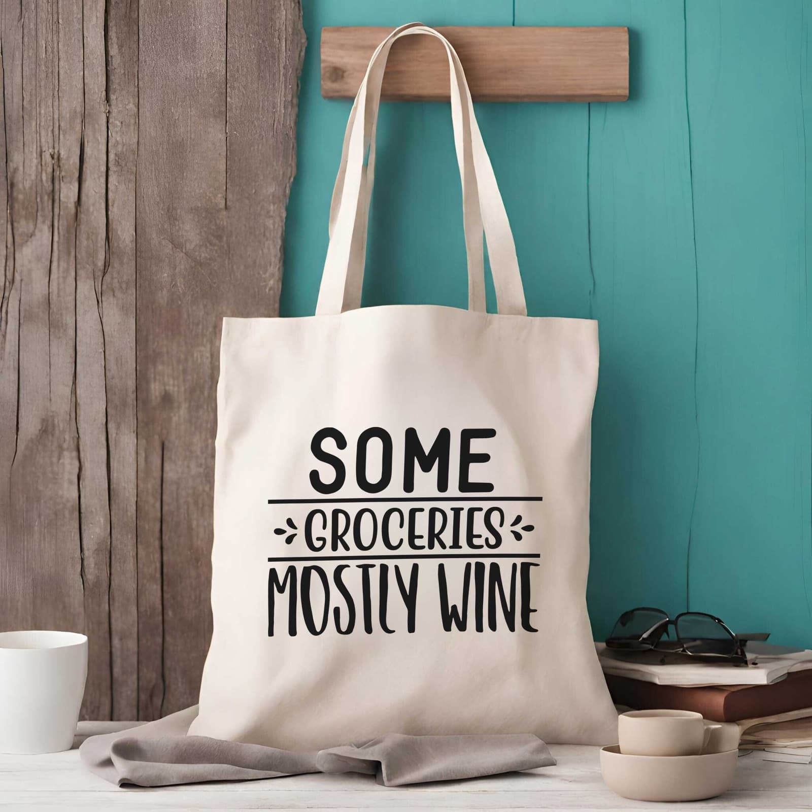 Bolsa de tela 'Algo de compra, sobre todo vino'