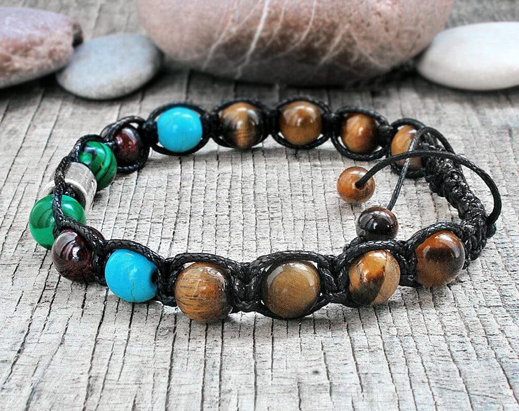 pulsera de macramé de capricornio con piedras naturales, foto 3
