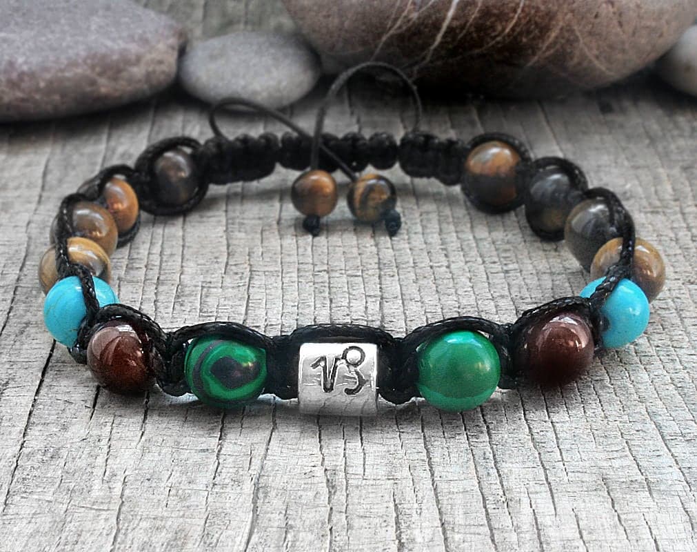 pulsera de macramé de capricornio con piedras naturales, foto 2