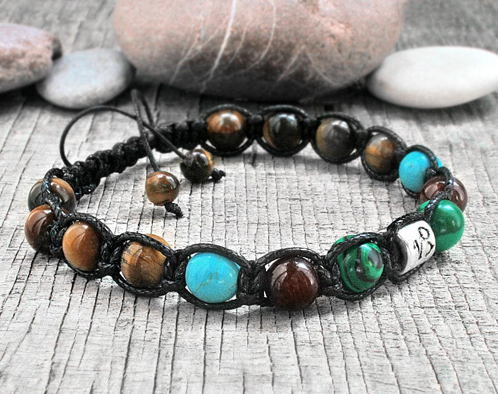 pulsera de macramé de capricornio con piedras naturales, foto 4
