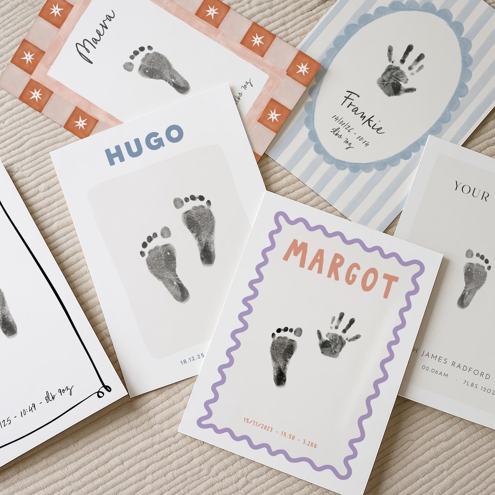 Lámina personalizada con datos de nacimiento y espacio para huella, foto 8