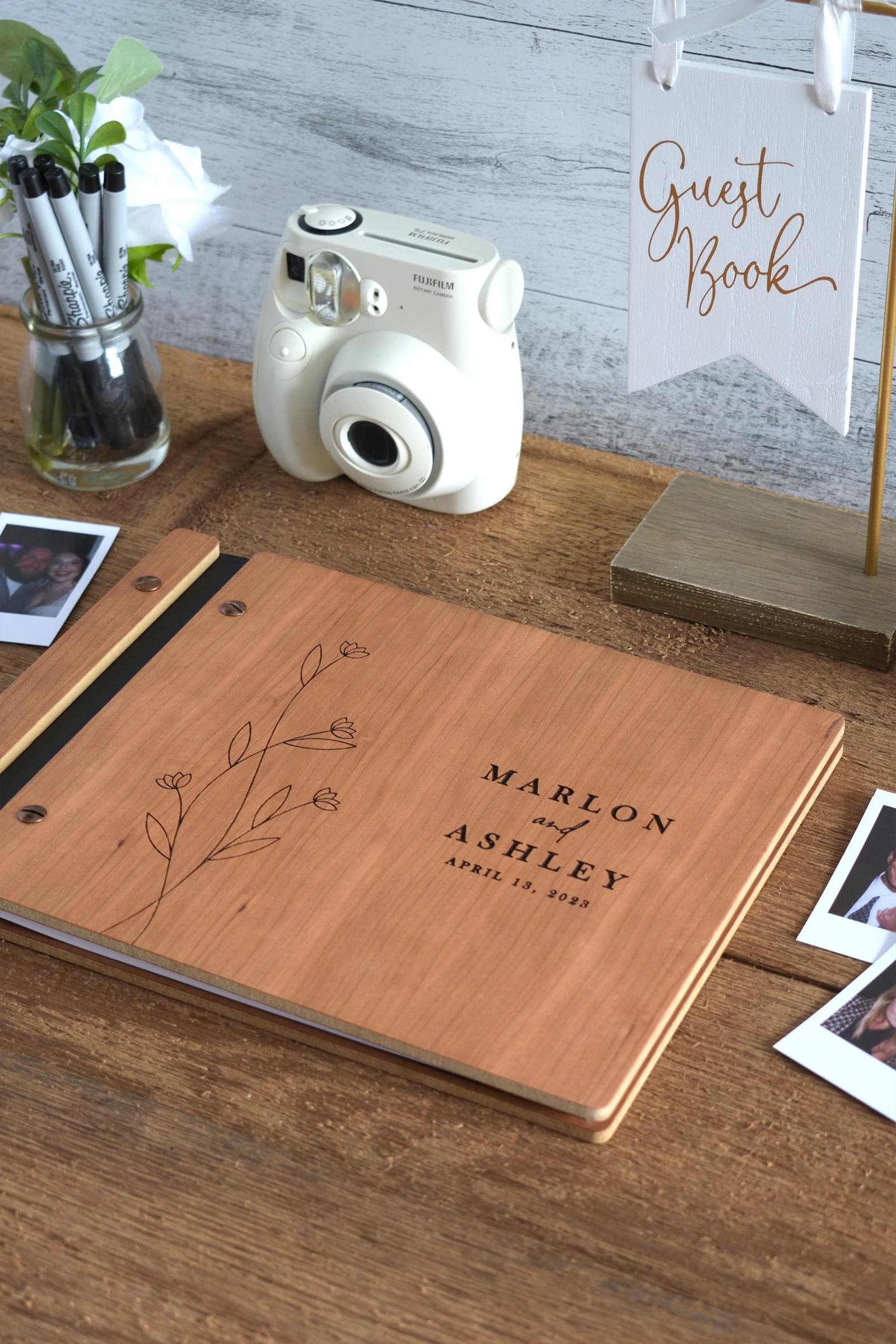 Libro de firmas en madera para boda, foto 10