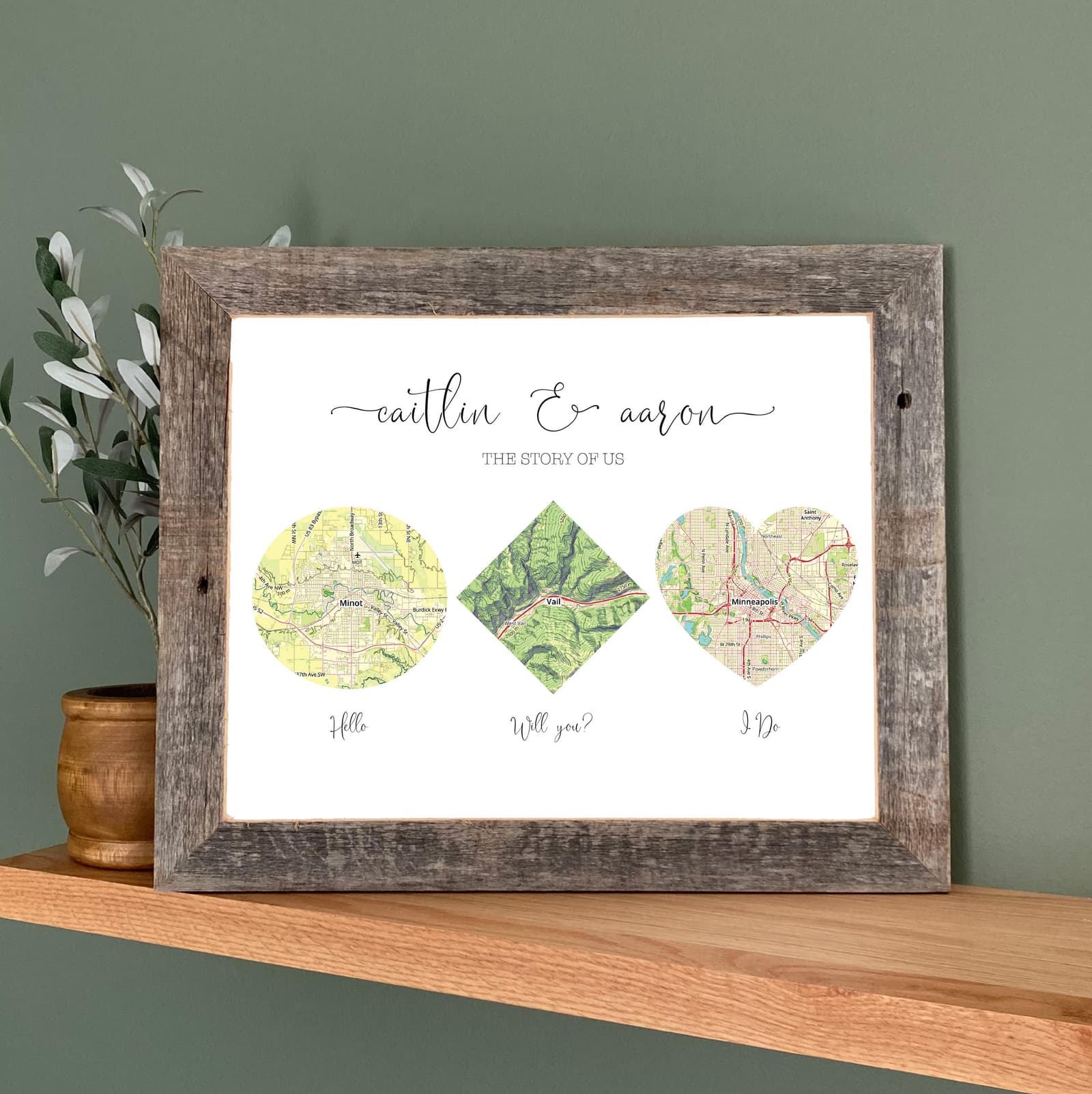 Lámina personalizada con mapas de vuestra historia para tu esposo, foto 7,