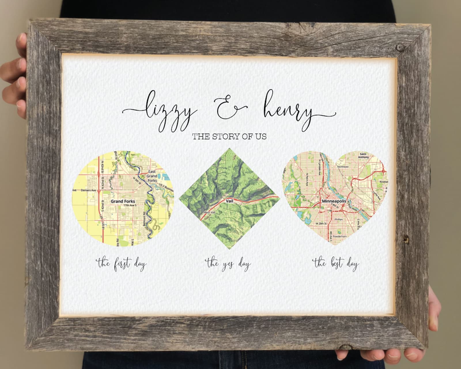 Lámina personalizada con mapas de vuestra historia para tu esposo, foto 10