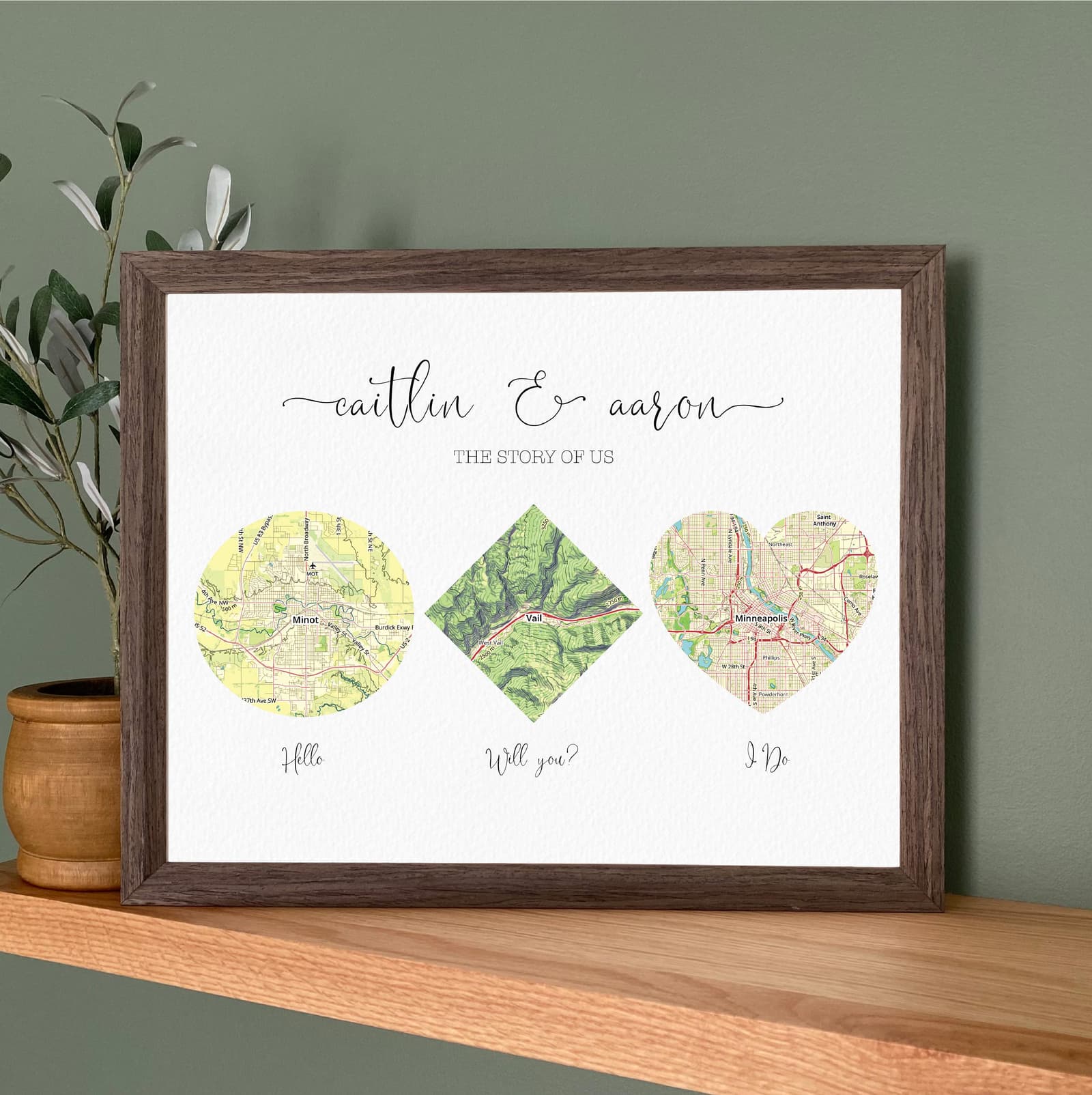 Lámina personalizada con mapas de vuestra historia para tu esposo, foto 2,