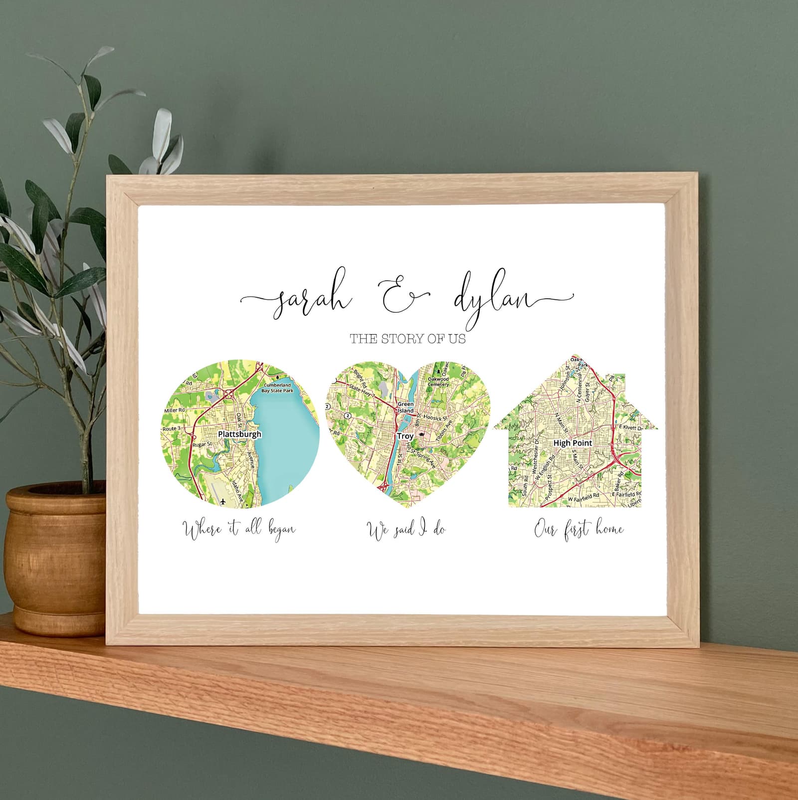 Lámina personalizada con mapas de vuestra historia para tu esposo, foto 4,