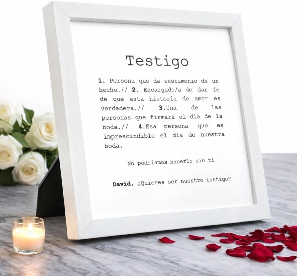 Detalle del marco blanco de 20x20 cm con soporte trasero